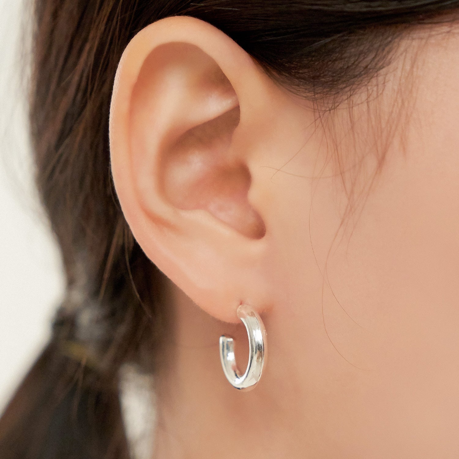 シルバー シンプル ラウンド リング ピアス / Silver Simple Round Ring Earrings