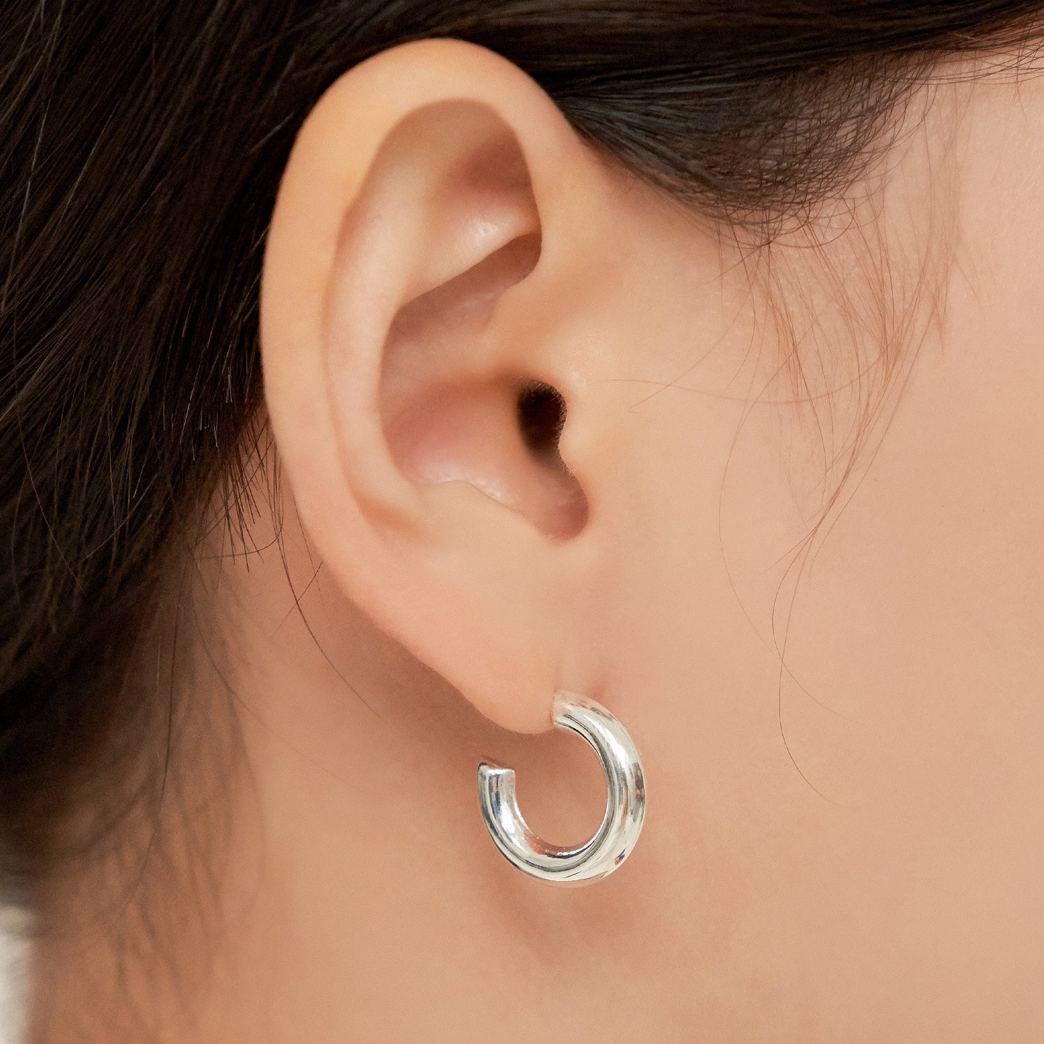 シルバー シンプル ラウンド リング ピアス / Silver Simple Round Ring Earrings