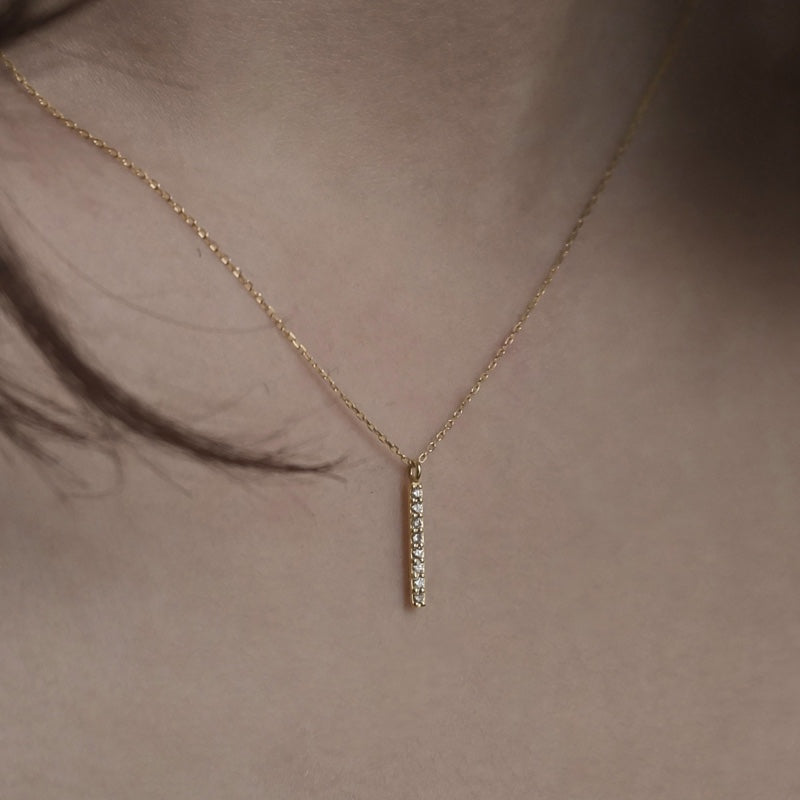 K10 プチ ダイヤ バー ネックレス / 10K Petit Diamond Bar Necklace | アモンズ – amondz