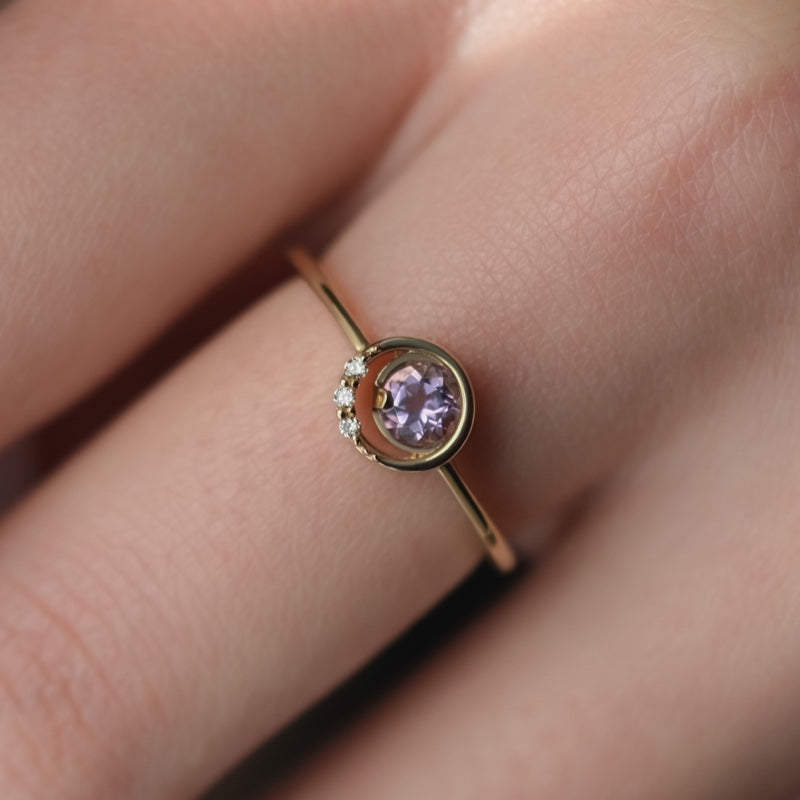 K10 アライ ダブル ストーン リング / 10K Awry Double Stone Ring