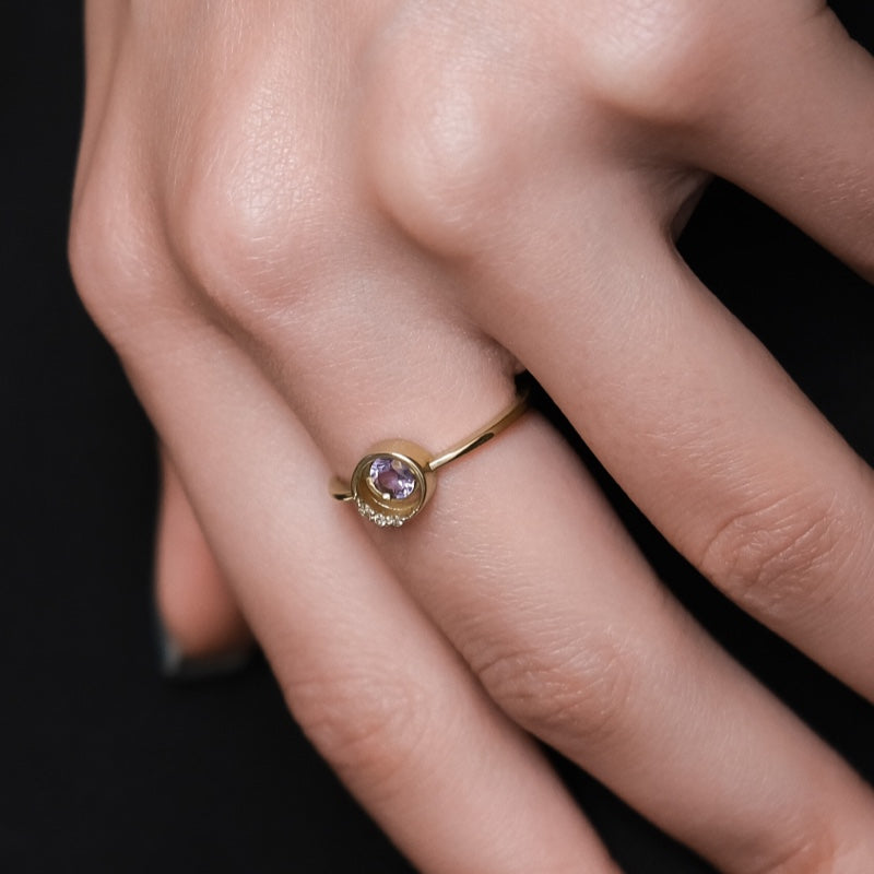 K10 アライ ダブル ストーン リング / 10K Awry Double Stone Ring