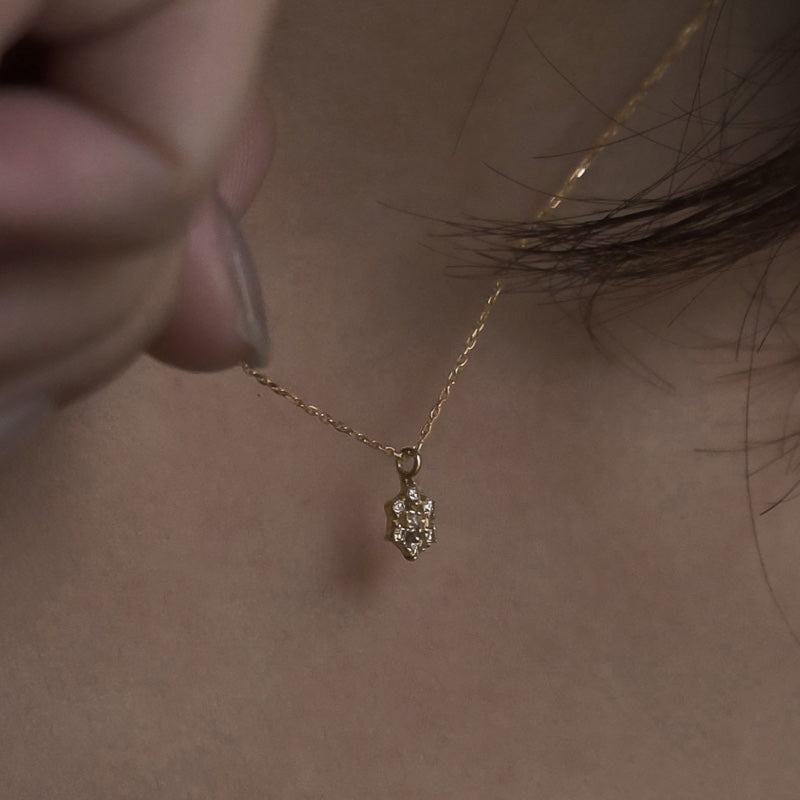 K10 プチ ダイヤ ヘキサゴン ネックレス / 10K Petit Diamond Hexagon Necklace
