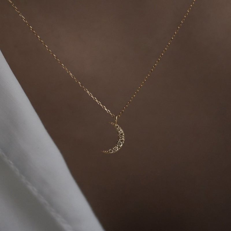 K10 プチ ダイヤ ムーン ネックレス / 10K Petit Diamond Moon Necklace