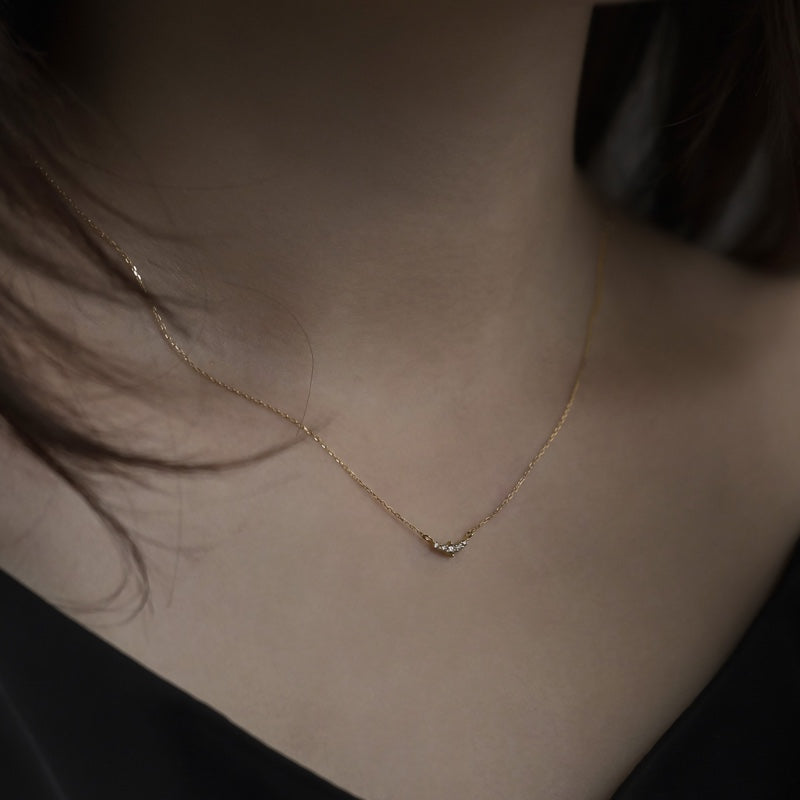 K10 プチ ダイヤ カーブ ネックレス 10K Petit Diamond Curve Necklace アモンズ – amondz