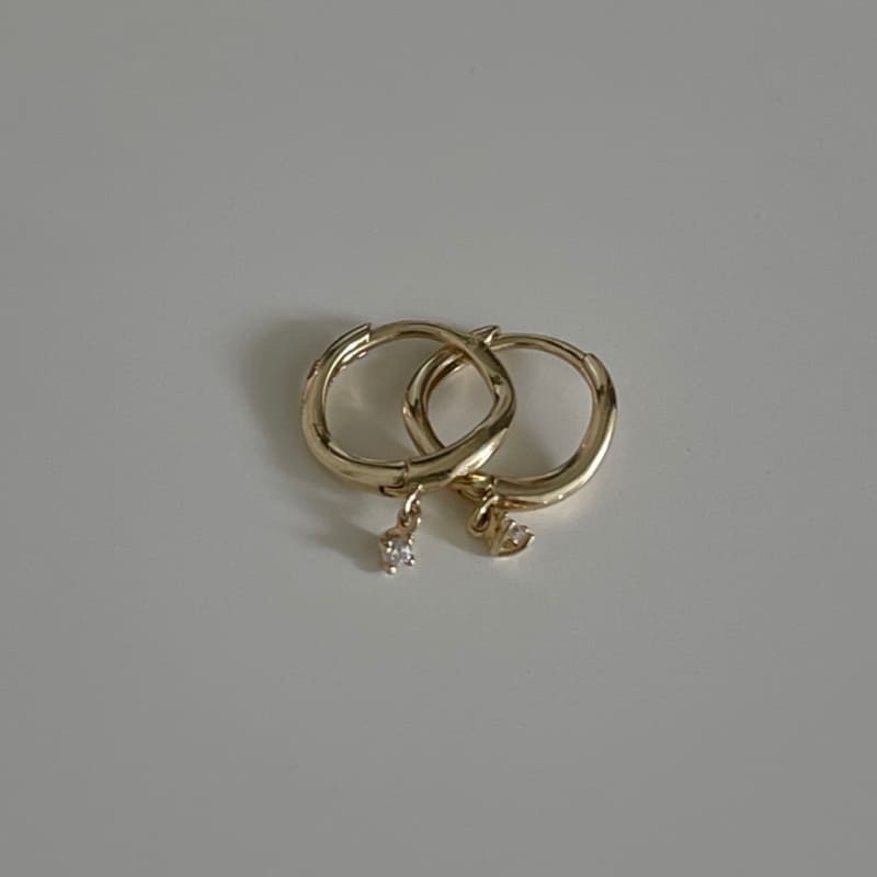 K10 ストーン ポイント ウエーブ ワンタッチ ピアス / 10K Stone Point Wave One-Touch Earrings