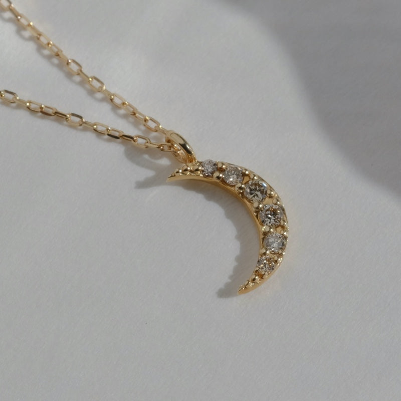 K10 プチ ダイヤ ムーン ネックレス / 10K Petit Diamond Moon Necklace