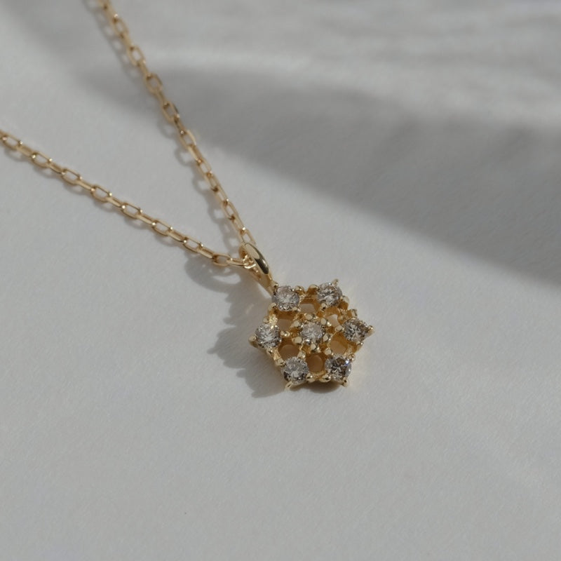 K10 プチ ダイヤ ヘキサゴン ネックレス / 10K Petit Diamond Hexagon Necklace