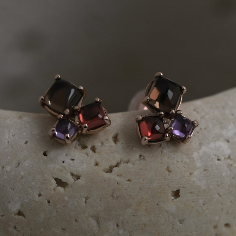 K10 カボション クラスター ピアス / 10K Cabochon Cluster Earrings