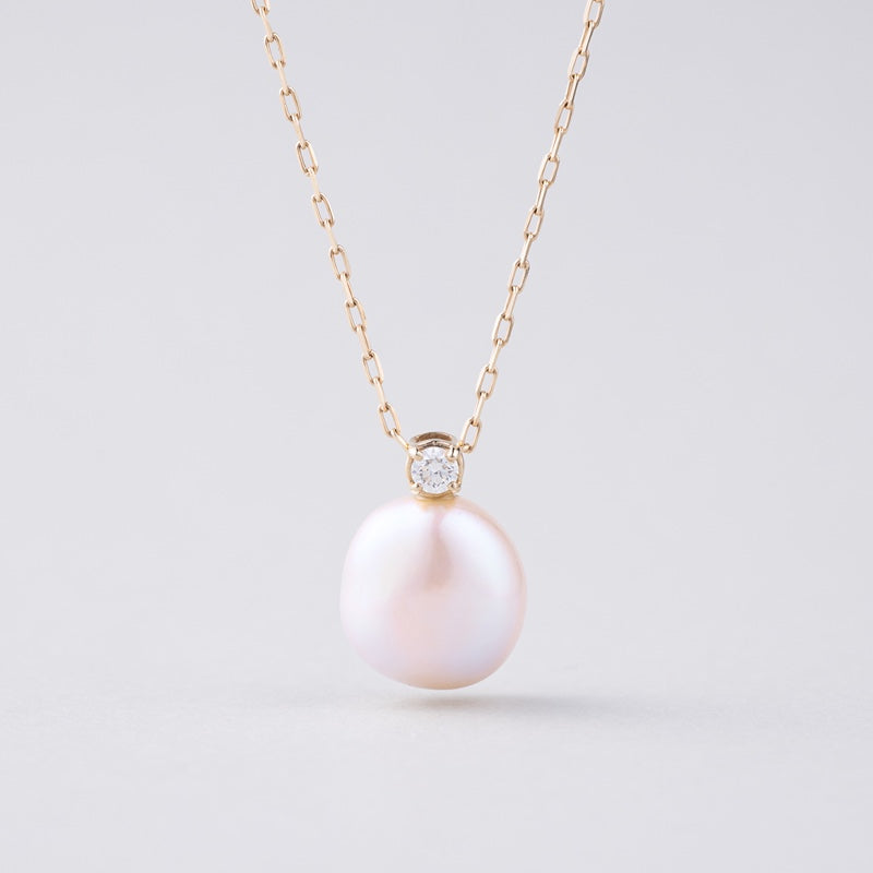 K10 天然 淡水パール ストーン ポイント ネックレス / 10K Natural Freshwater Pearl Stone Point  Necklace | アモンズ – amondz