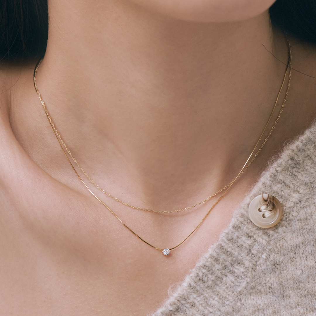 K14 ツイスト チェーン ネックレス / 14K Twist Chain Necklace