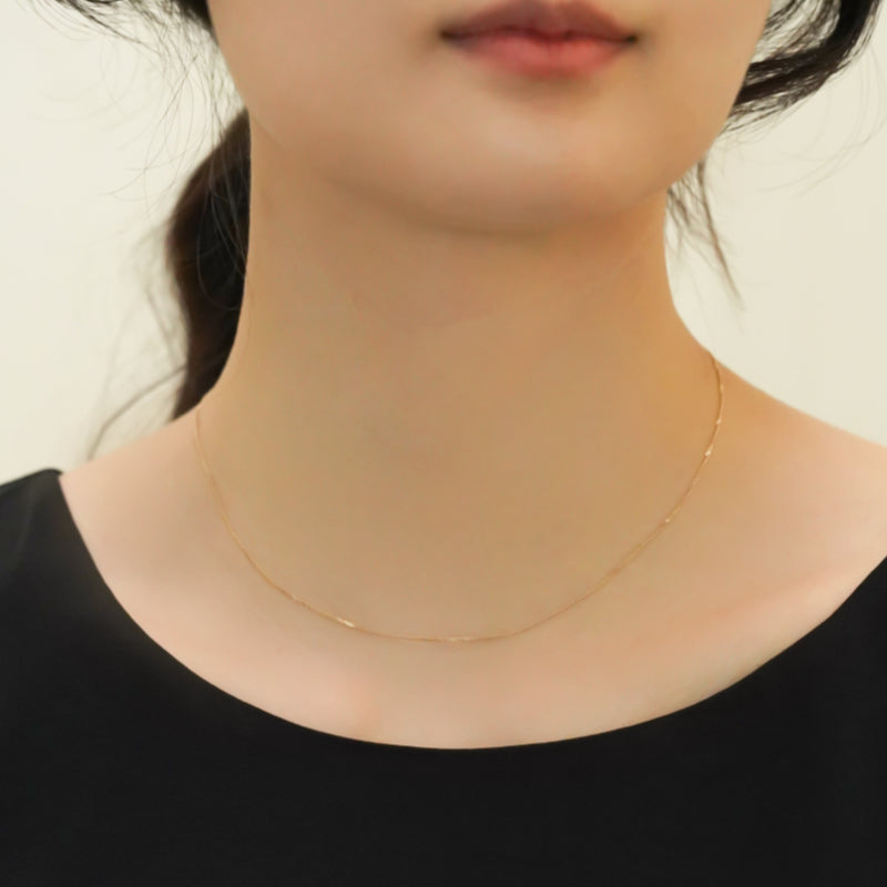 K14 イエロー ゴールド ベーシック レイヤード カーブ チェーン ネックレス / 14K Yellow Gold Basic Layered  Curved Chain Necklace