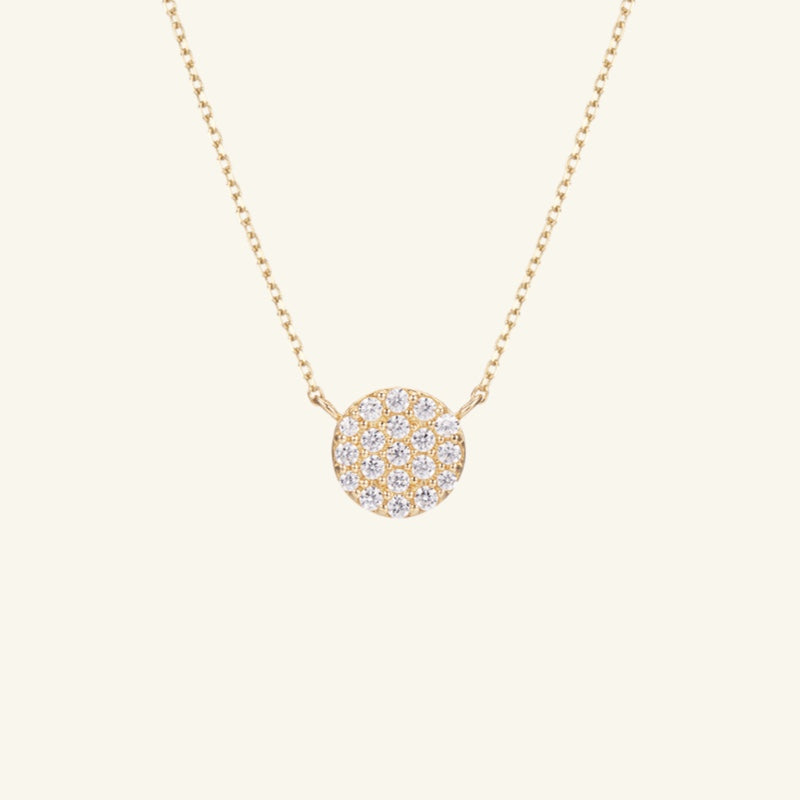 K14 K18 スパークル ラウンド ペンダント ネックレス / 14K 18K Sparkle Round Pendant Necklace |  アモンズ – amondz