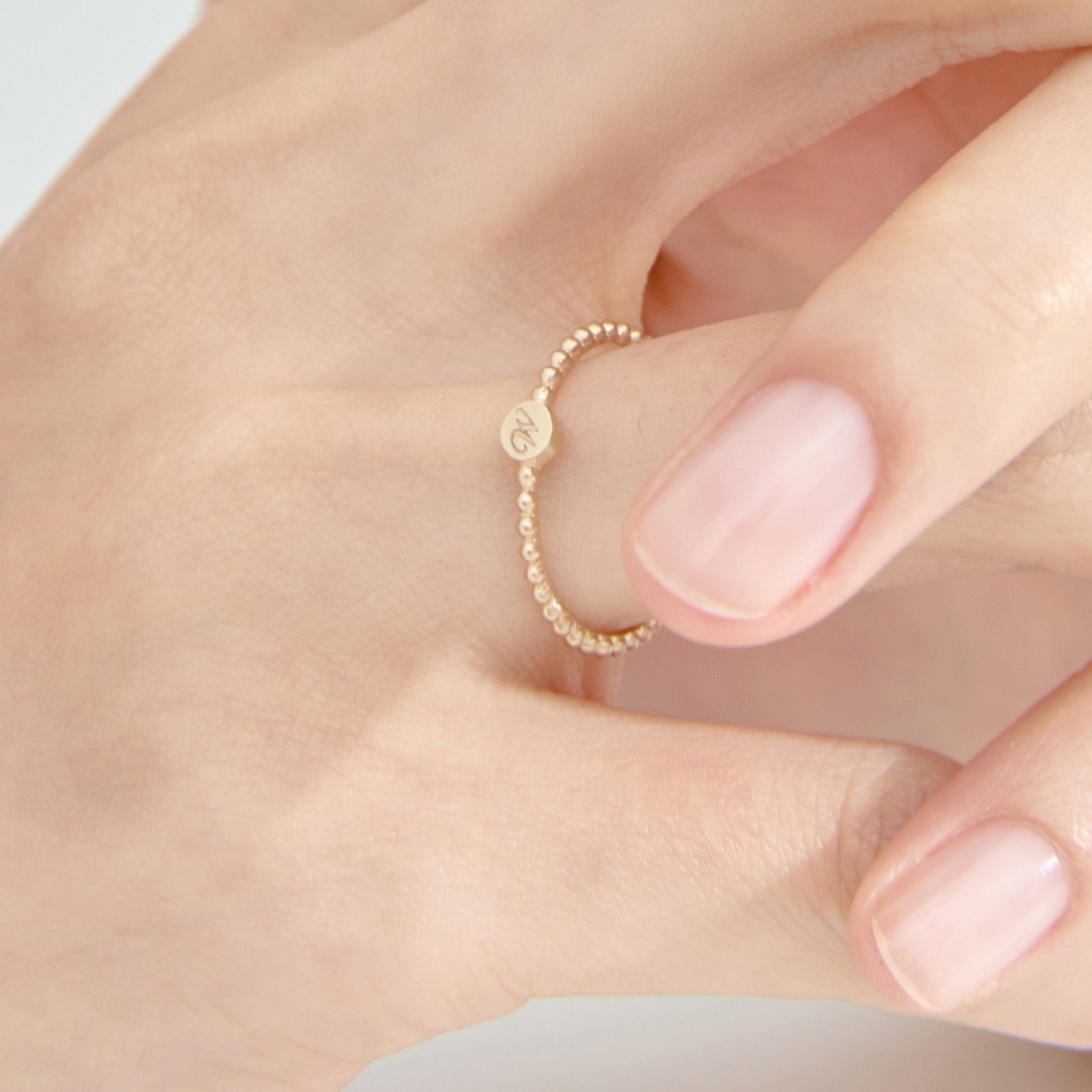 14K Initial weamondz Ball Ring