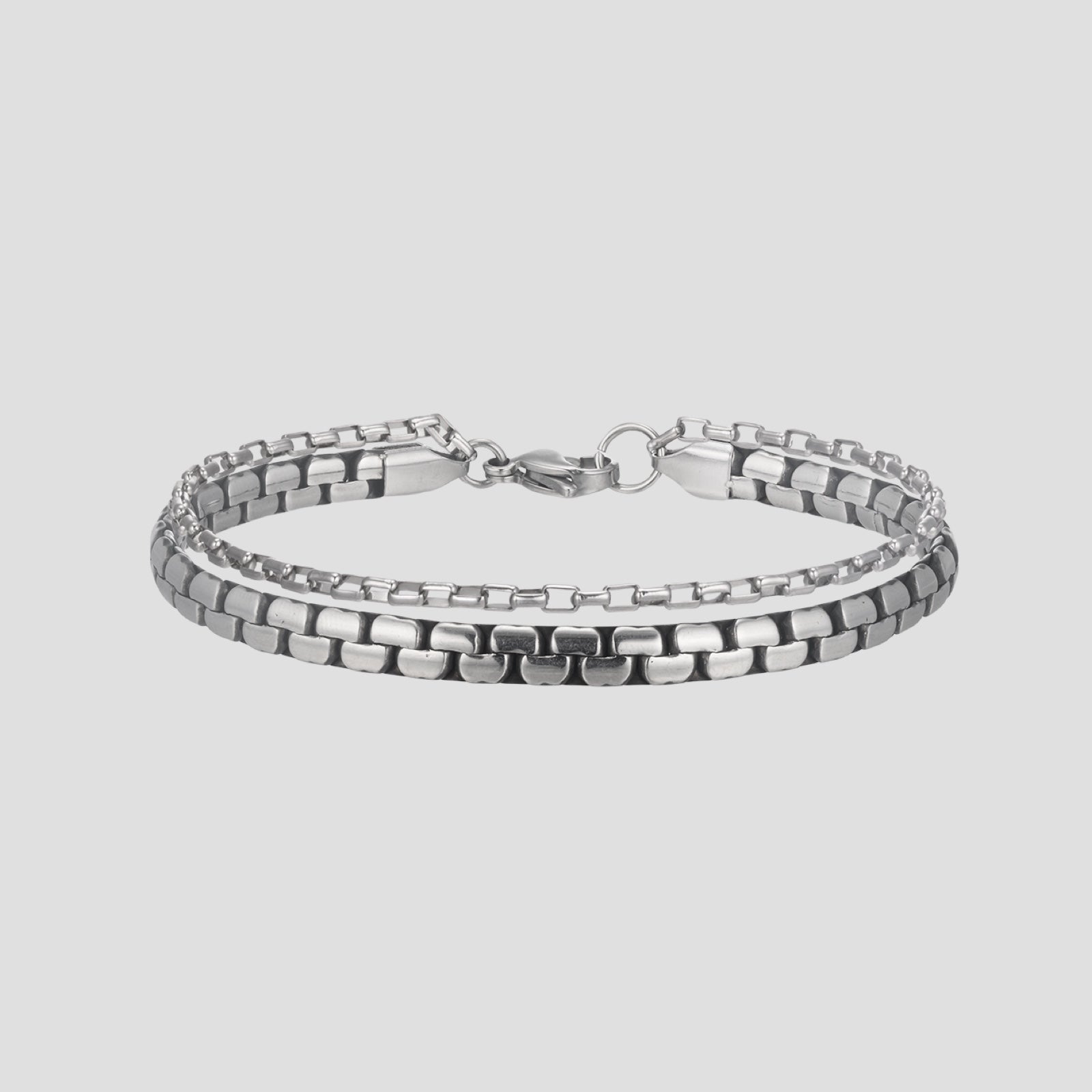サージカル フラット チェーン 2ライン ブレスレット / SURGICAL STEEL FLAT CHAIN TWO LINES BRACELET