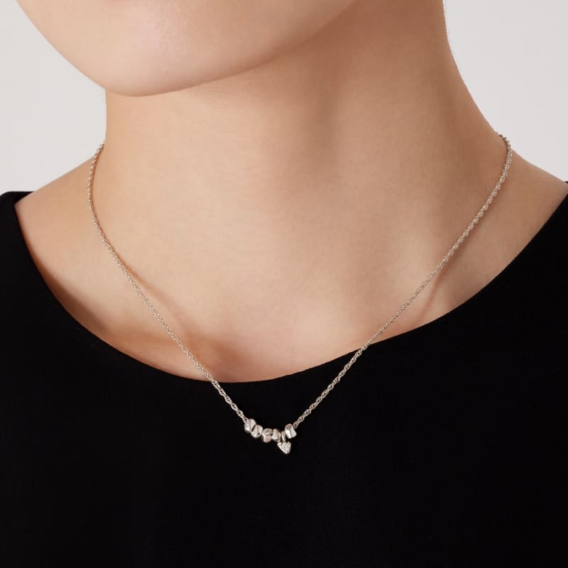 シルバー ラフ ハート ボール ネックレス / Silver Rough Heart Ball Necklace