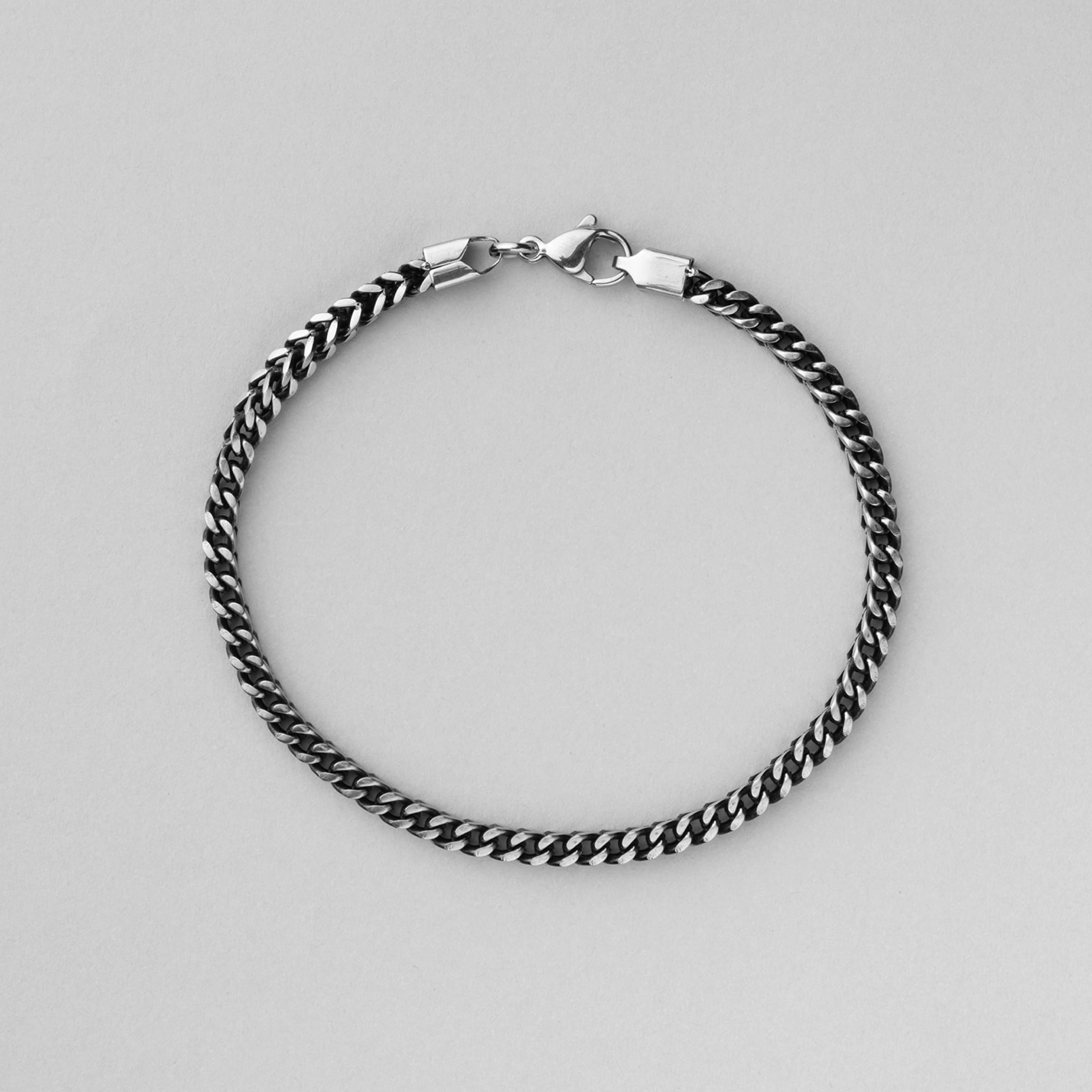 サージカル ブラック ロープ チェーン ブレスレット / SURGICAL STEEL BLACK ROPE CHAIN BRACELET