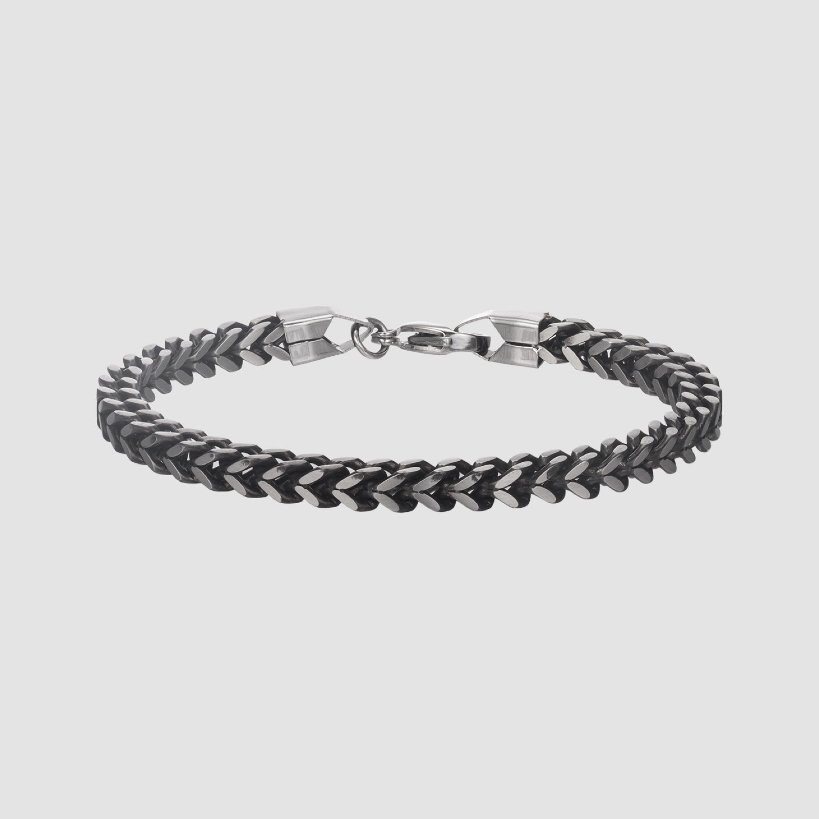 サージカル ボールド ブラック ロープ チェーン ブレスレット / SURGICAL STEEL BOLD BLACK ROPE CHAIN BRACELET