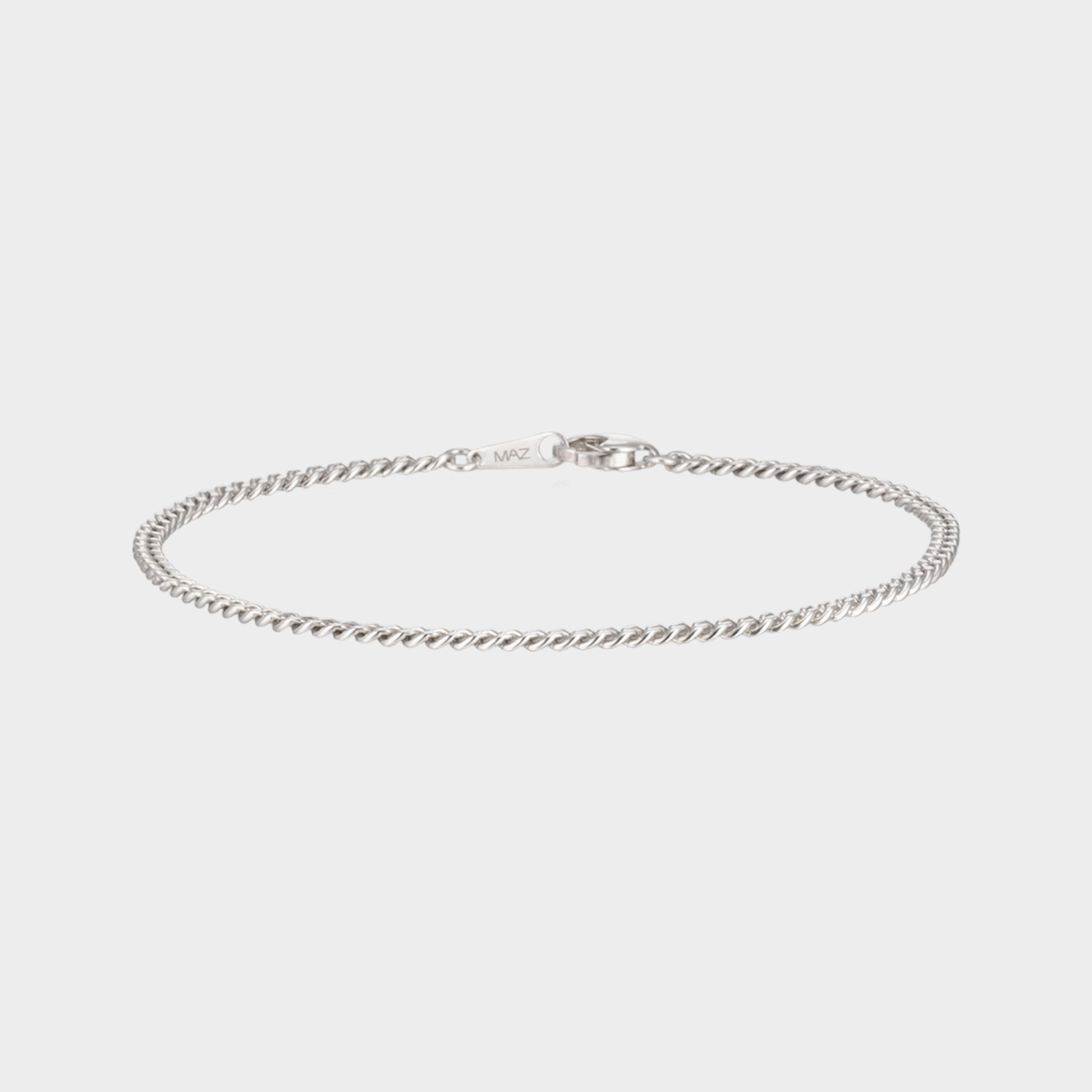 シルバー ベーシック カーブ チェーン ブレスレット / SILVER BASIC CURVED CHAIN BRACELET
