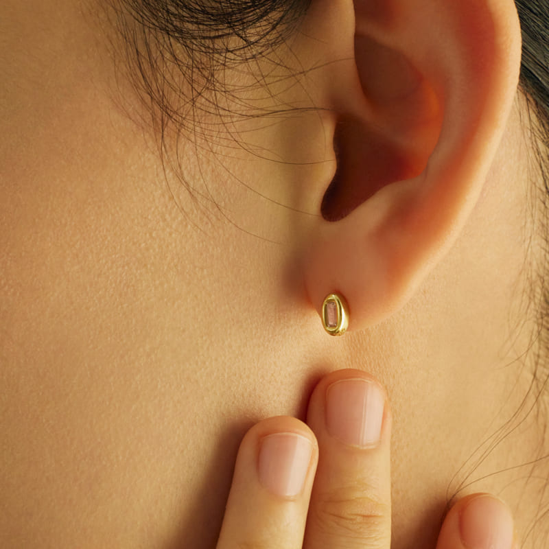 シルバー オーバル バゲット スクリュー ピアス / Silver Oval Baguette Piercing