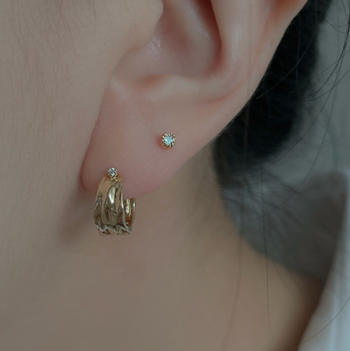 K14 2mm Cognac dia mini gold piercing