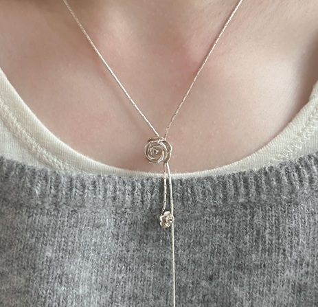 DOUBLE FLOWER DROP NECKLACE