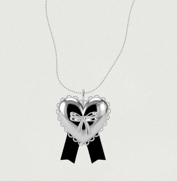 ADORN HEART RIBBON PENDENT NECKLACE