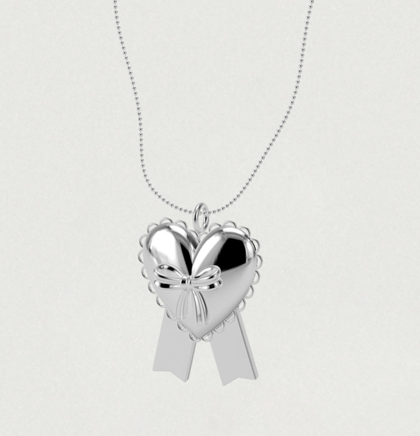 ADORN HEART RIBBON PENDENT NECKLACE