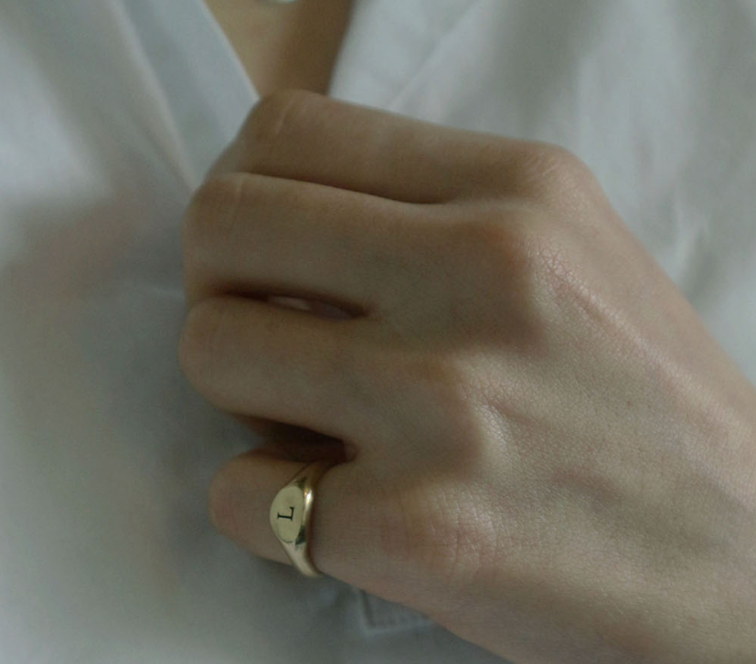 Initial engraved gold ring