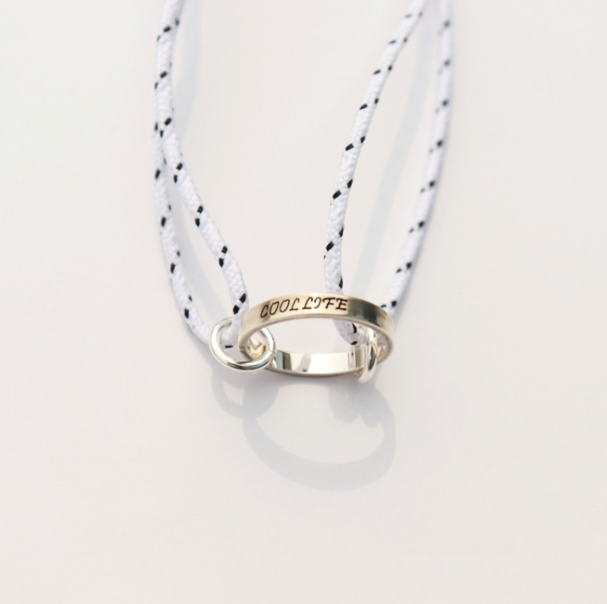Bonvo Initial Engraved Silver Ring Bead Knot Bracelet Friendship Bracelet