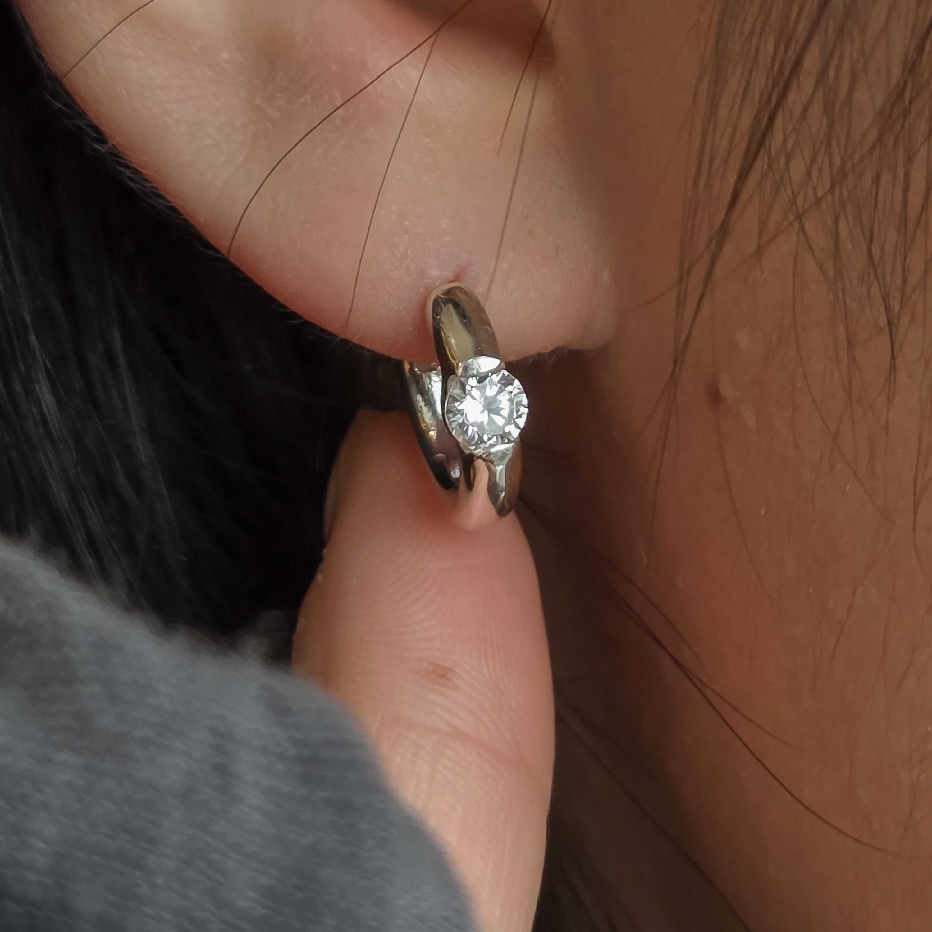 Silver Classic Stone Volume Piercings(Pair)