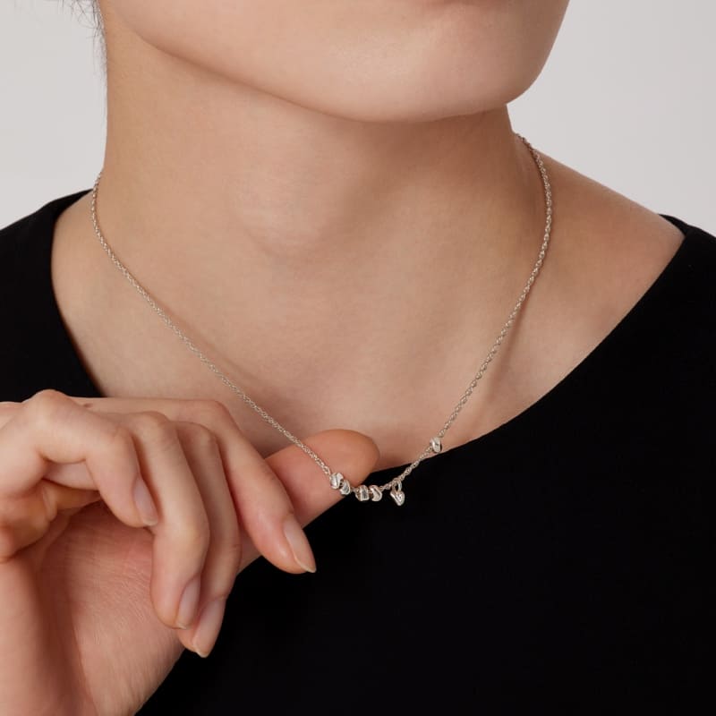 シルバー ラフ ハート ボール ネックレス / Silver Rough Heart Ball Necklace