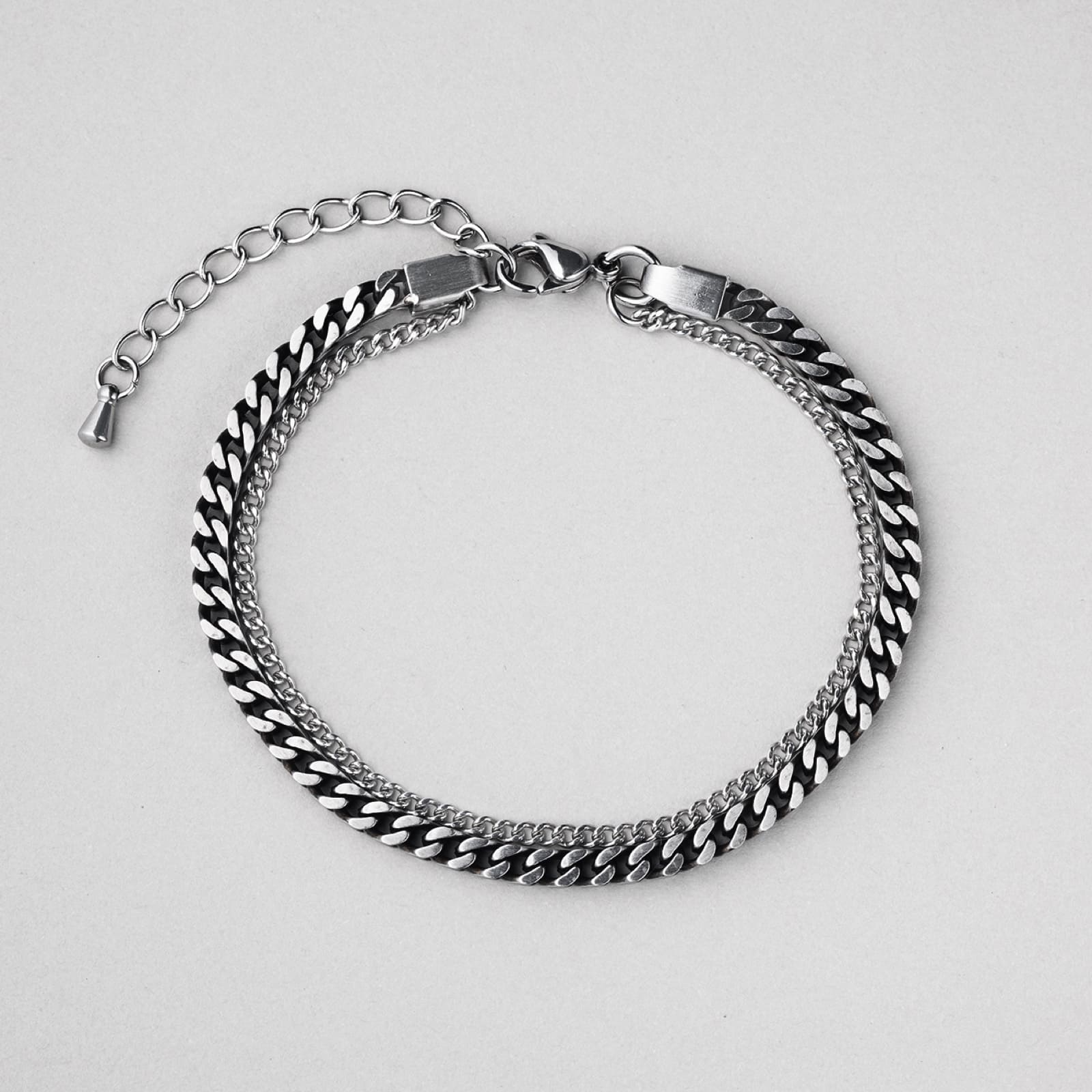 Surgical Black Rope Chain Two Lines Bracelet