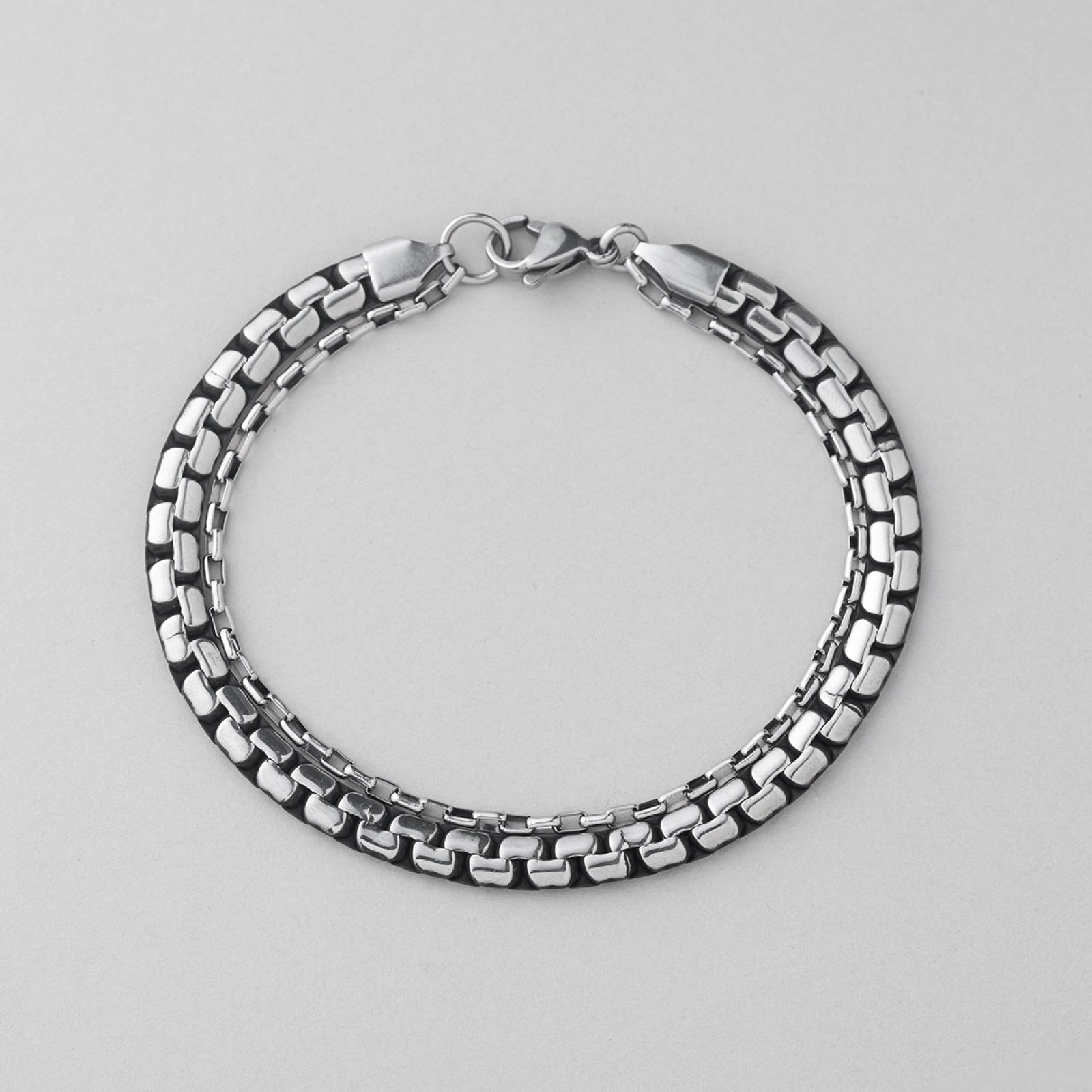 サージカル フラット チェーン 2ライン ブレスレット / SURGICAL STEEL FLAT CHAIN TWO LINES BRACELET