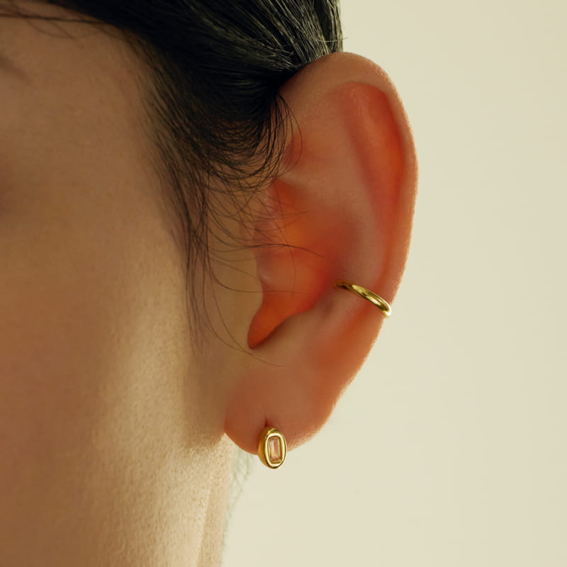 シルバー オーバル バゲット スクリュー ピアス / Silver Oval Baguette Piercing