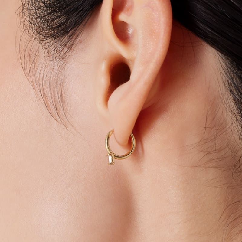シルバー バゲット ベーシック ワンタッチ ピアス / Silver Baguette Basic One-Touch Earrings