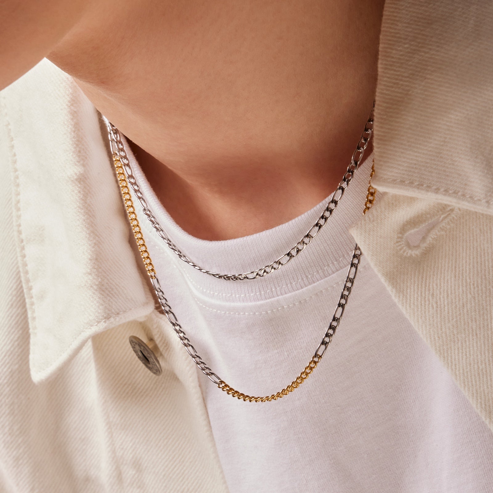 サージカル コンビ ミックス チェーン ネックレス / SURGICAL STEEL COMBI MIX CHAIN NECKLACE
