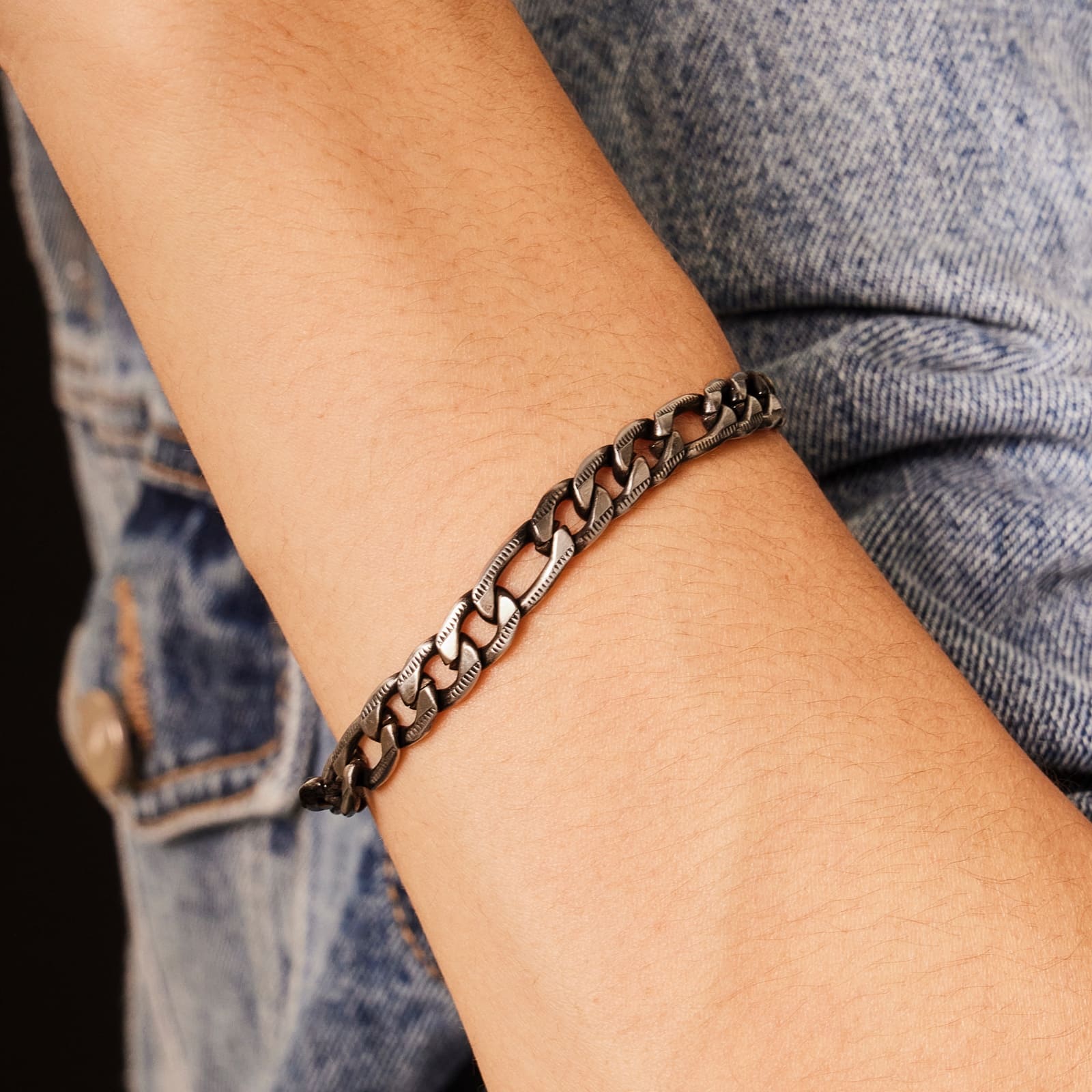 サージカル ホイール プリント カーブ チェーン ブレスレット / SURGICAL WHEEL PRINT CURVED CHAIN BRACELET