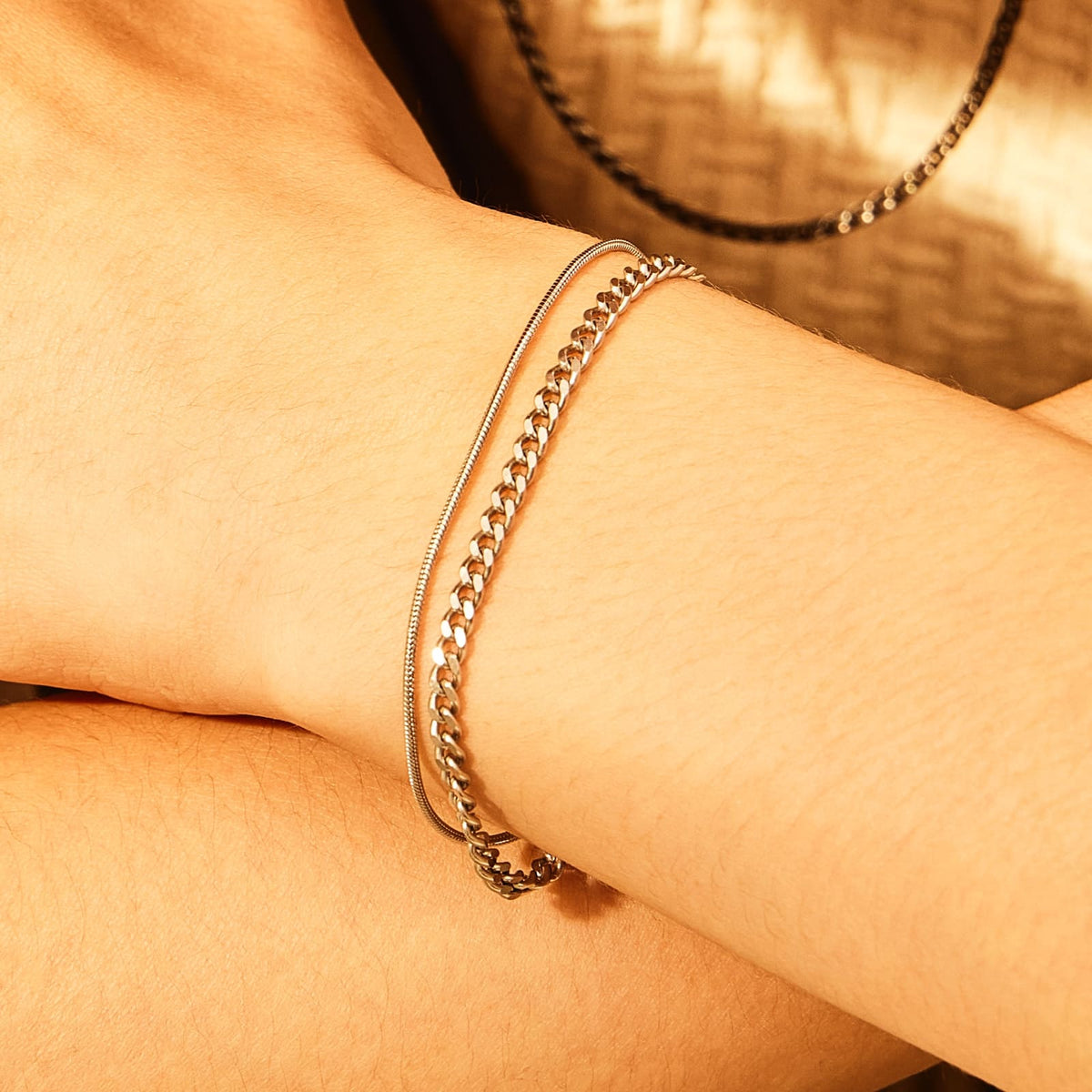 Surgical Curved Chain Two Lines Bracelet