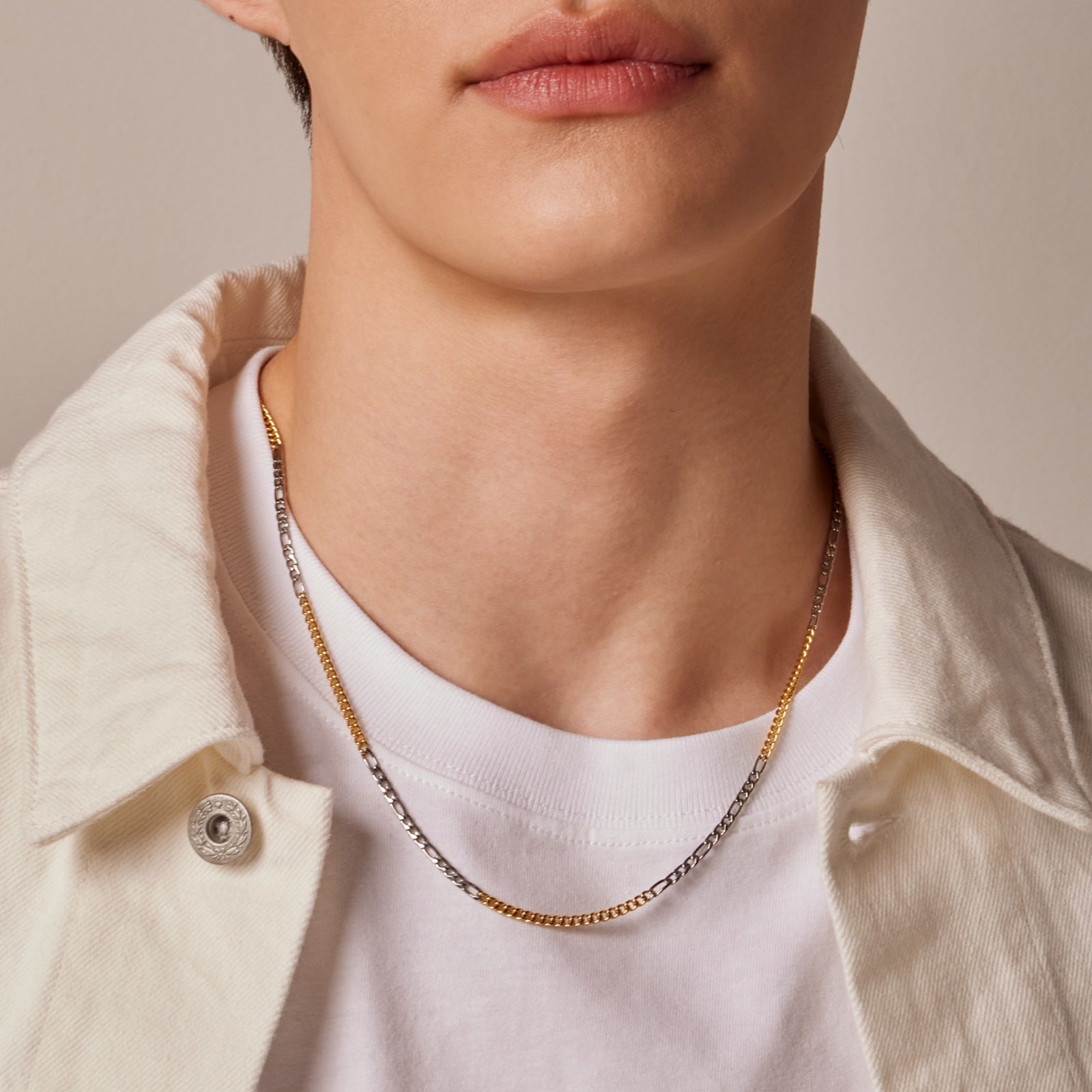 サージカル コンビ ミックス チェーン ネックレス / SURGICAL STEEL COMBI MIX CHAIN NECKLACE
