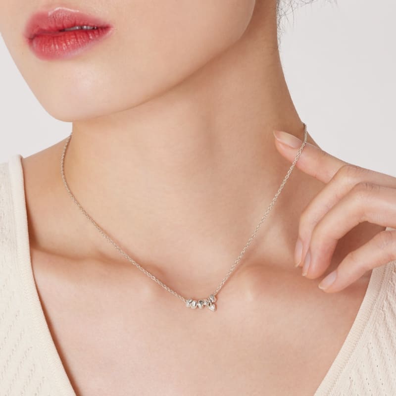 シルバー ラフ ハート ボール ネックレス / Silver Rough Heart Ball Necklace