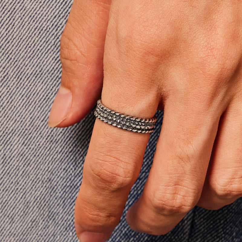 シルバー ドット パターン リング - スモール / SILVER DOT PATTERN RING - SMALL