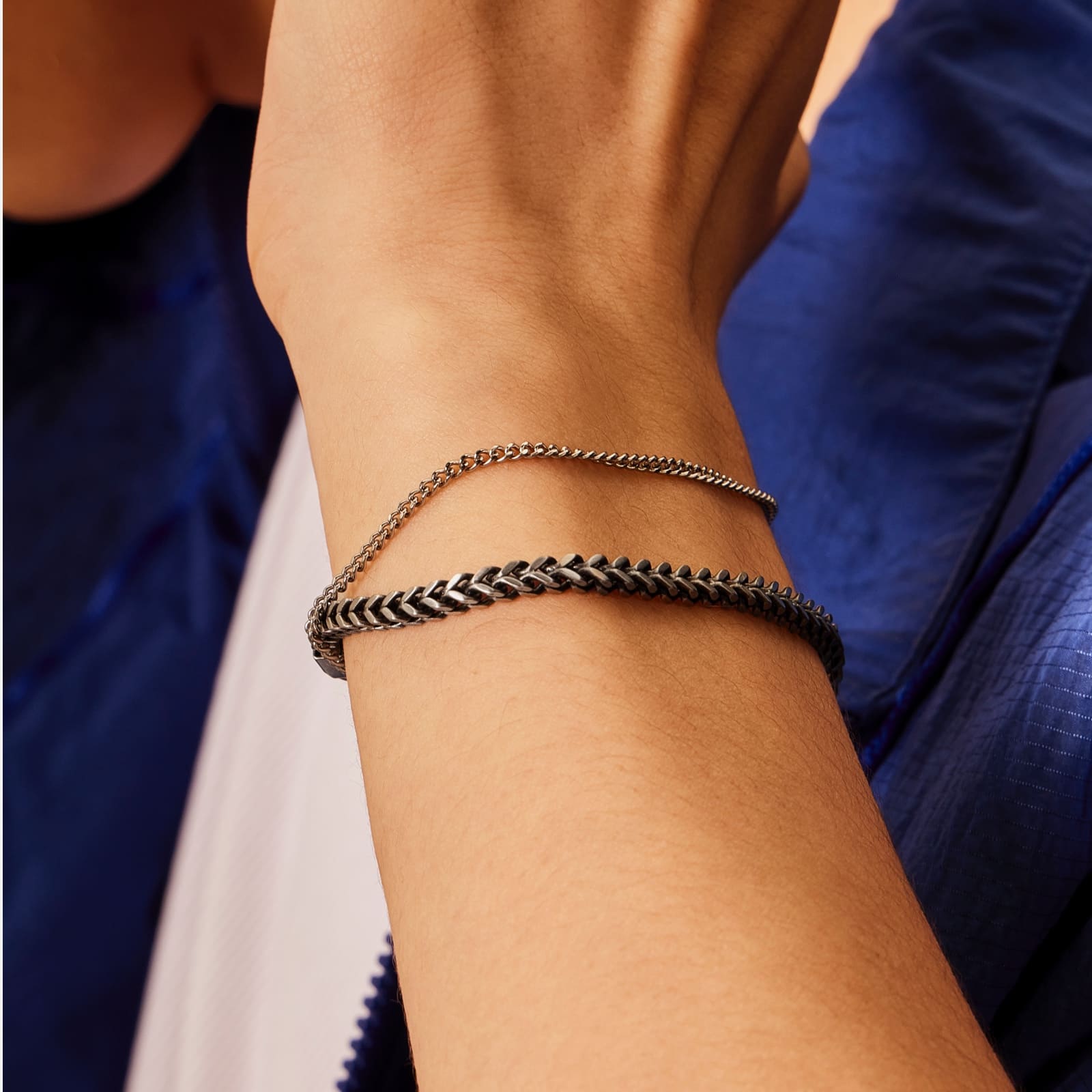 Surgical Black Rope Chain Two Lines Bracelet