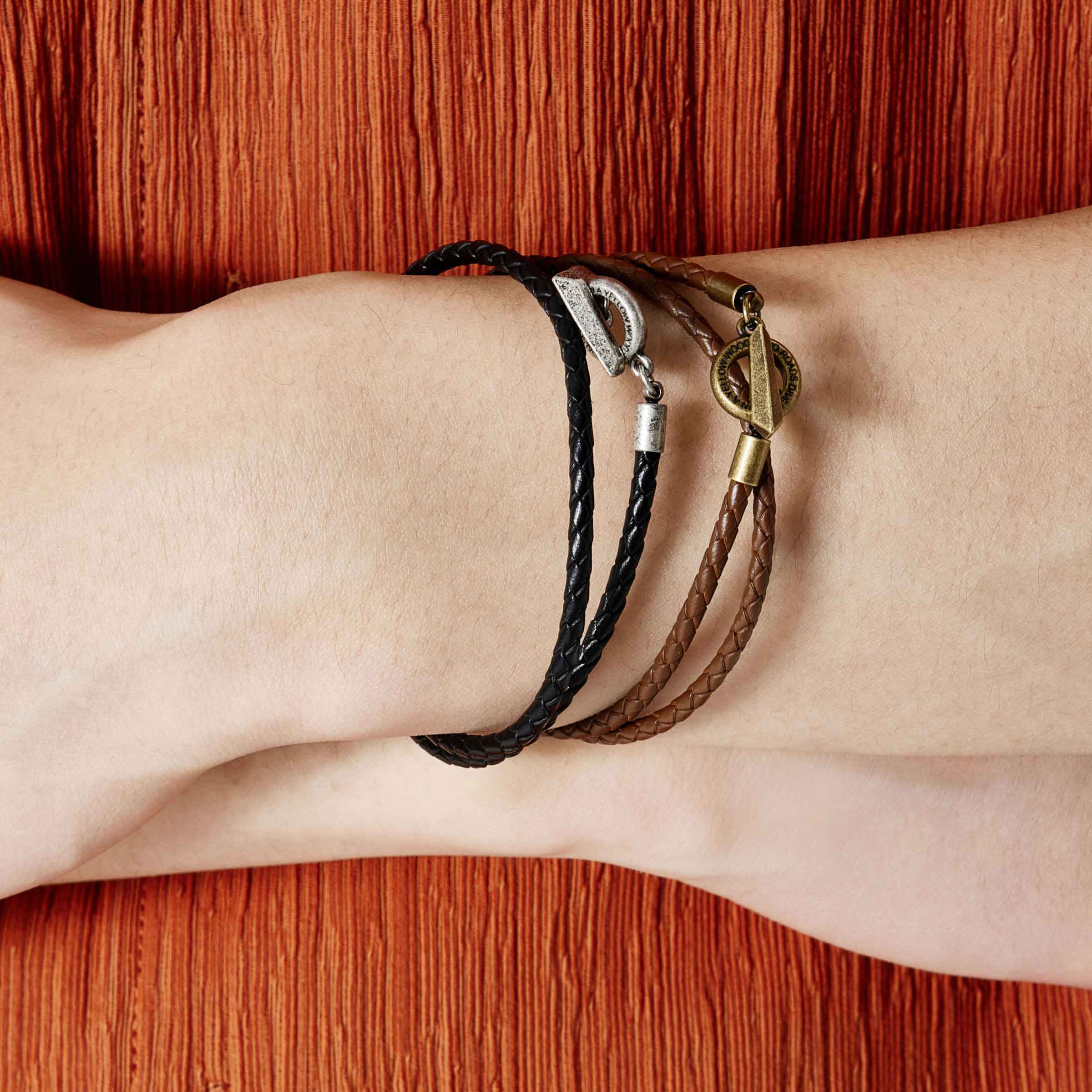 アンティーク トグル レザー 2ライン ブレスレット / ANTIQUE TOGGLE LEATHER TWO LINES BRACELET