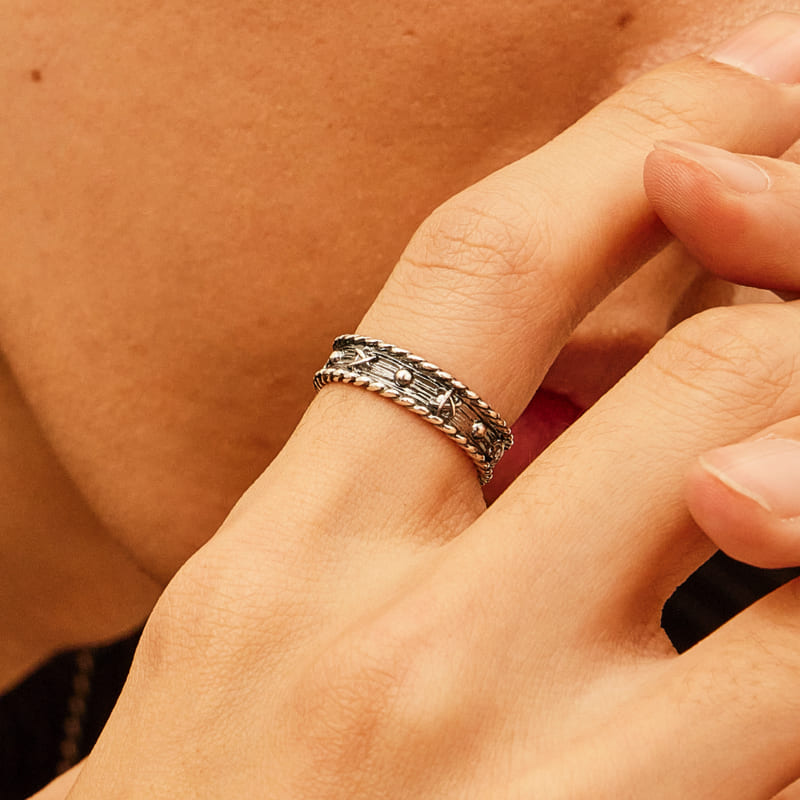 シルバー プラネット パターン リング - スモール / SILVER PLANET PATTERN RING - SMALL