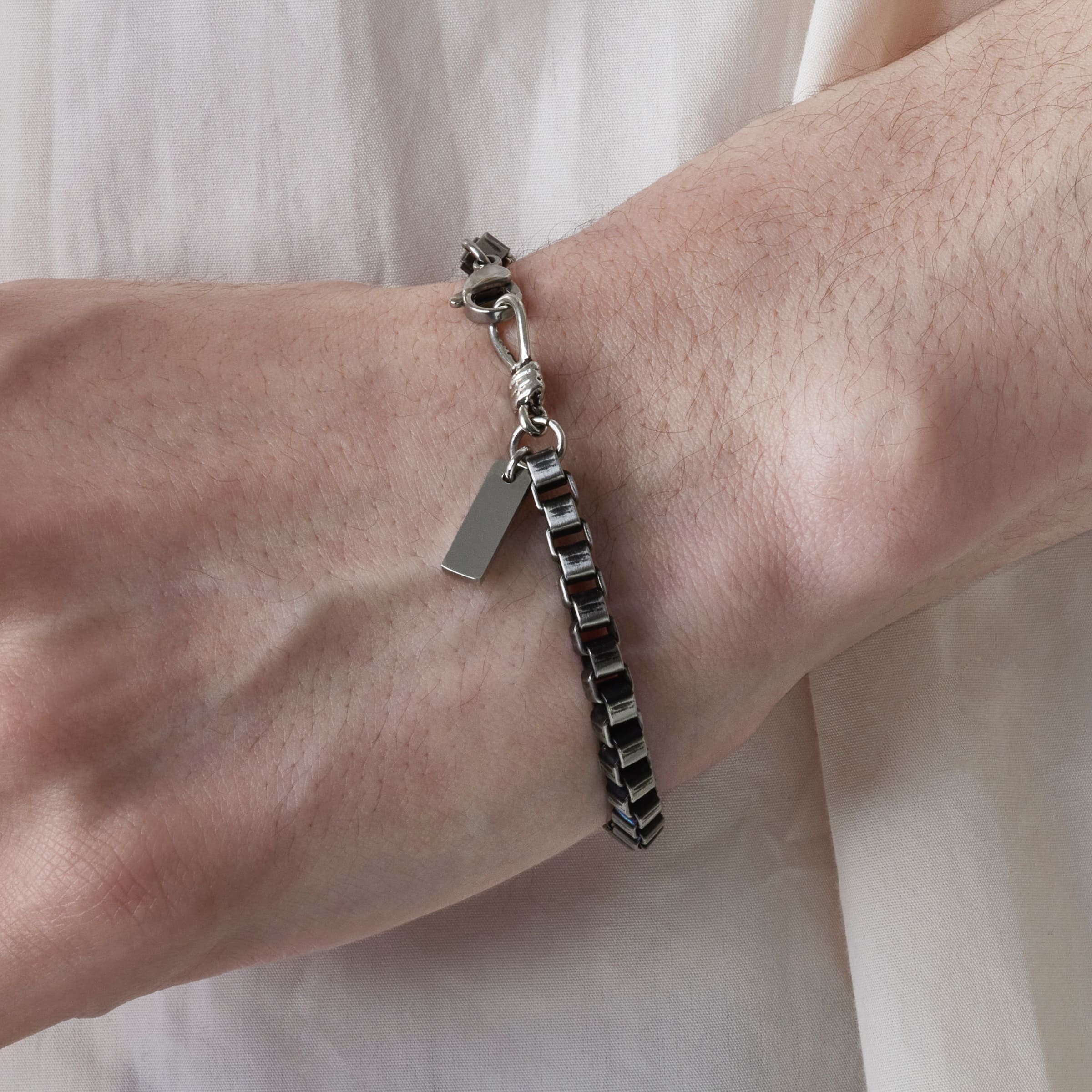 サージカル アンティーク ボックス チェーン ブレスレット / SURGICAL STEEL ANTIQUE BOX CHAIN BRACELET
