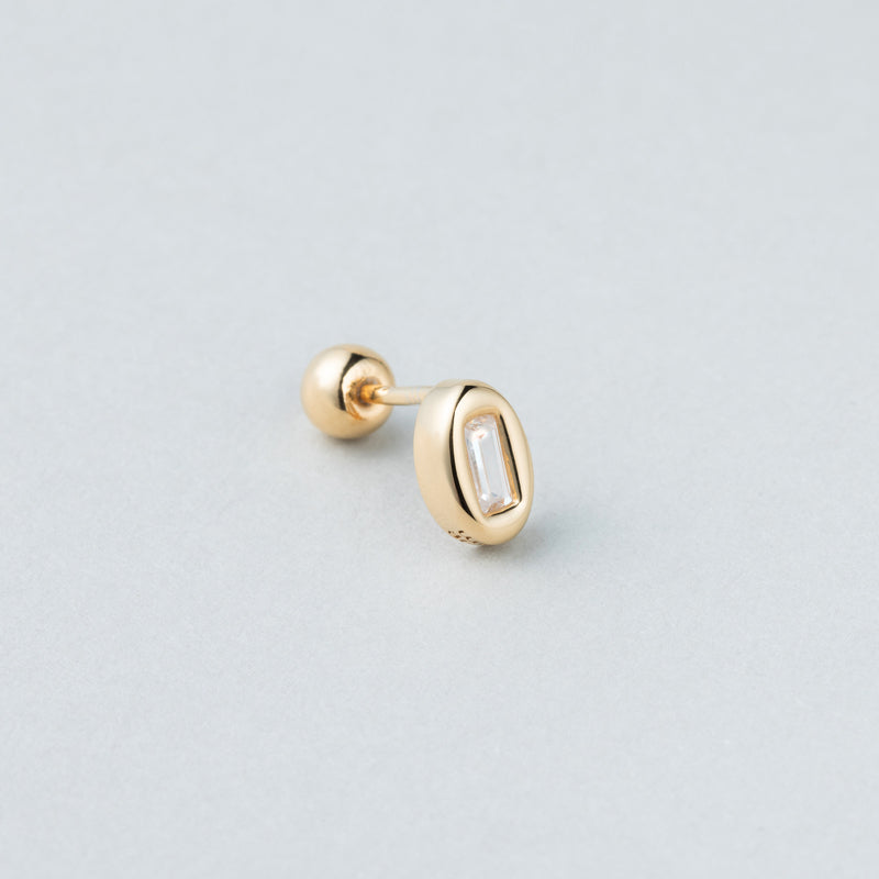 シルバー オーバル バゲット スクリュー ピアス / Silver Oval Baguette Piercing
