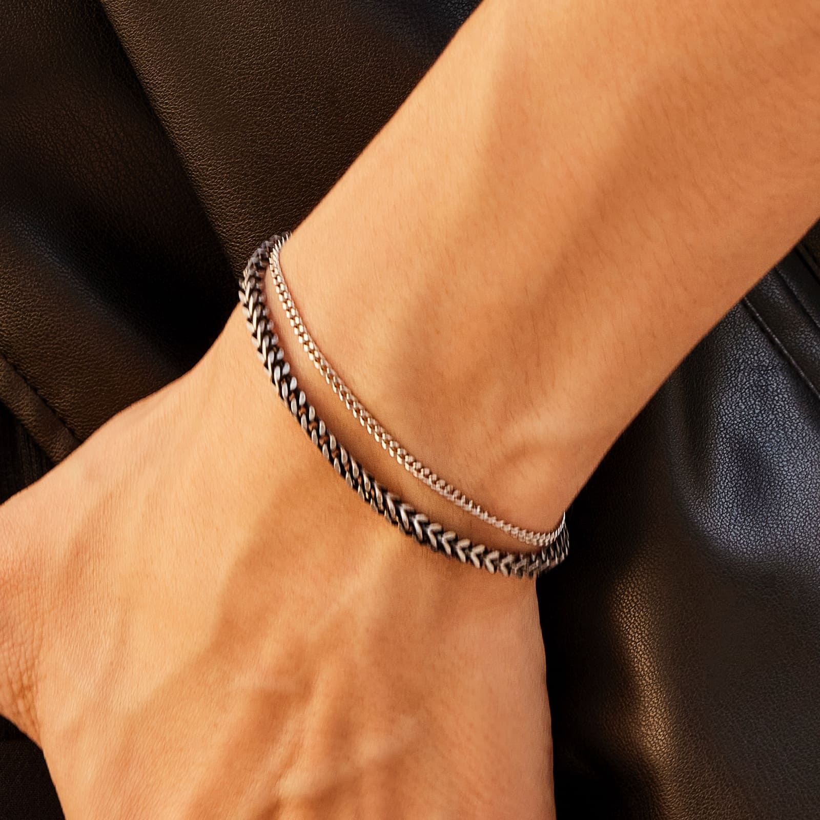 Surgical Black Rope Chain Two Lines Bracelet