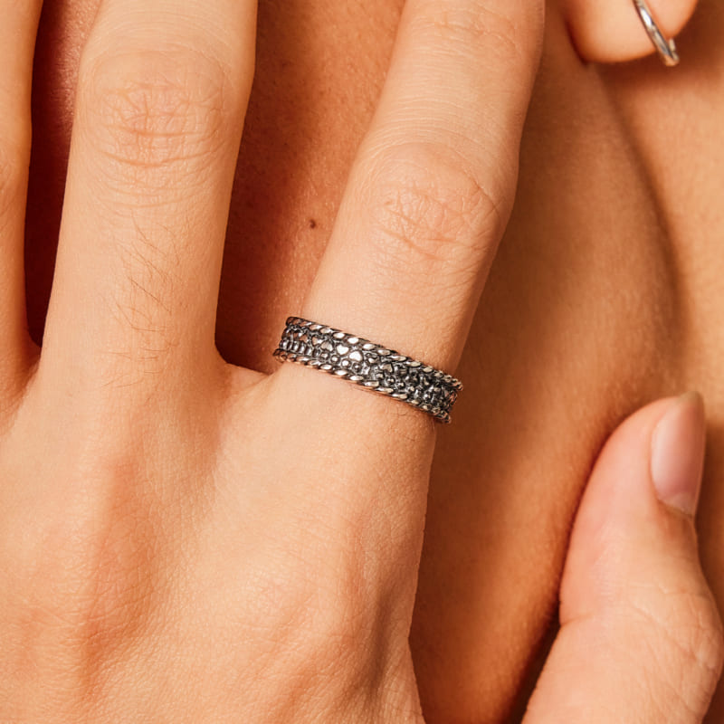 シルバー ドット パターン リング - スモール / SILVER DOT PATTERN RING - SMALL