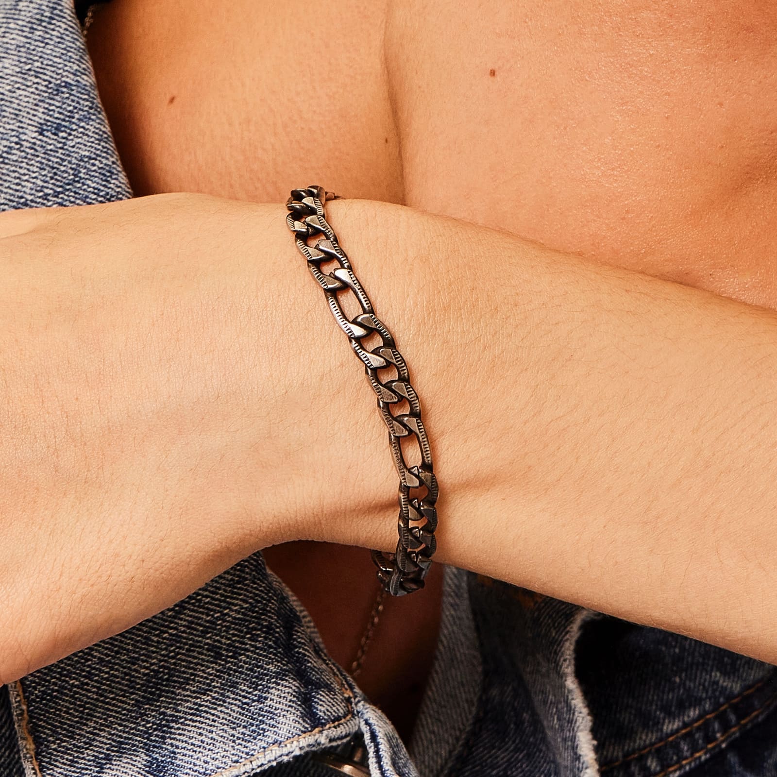 サージカル ホイール プリント カーブ チェーン ブレスレット / SURGICAL WHEEL PRINT CURVED CHAIN BRACELET