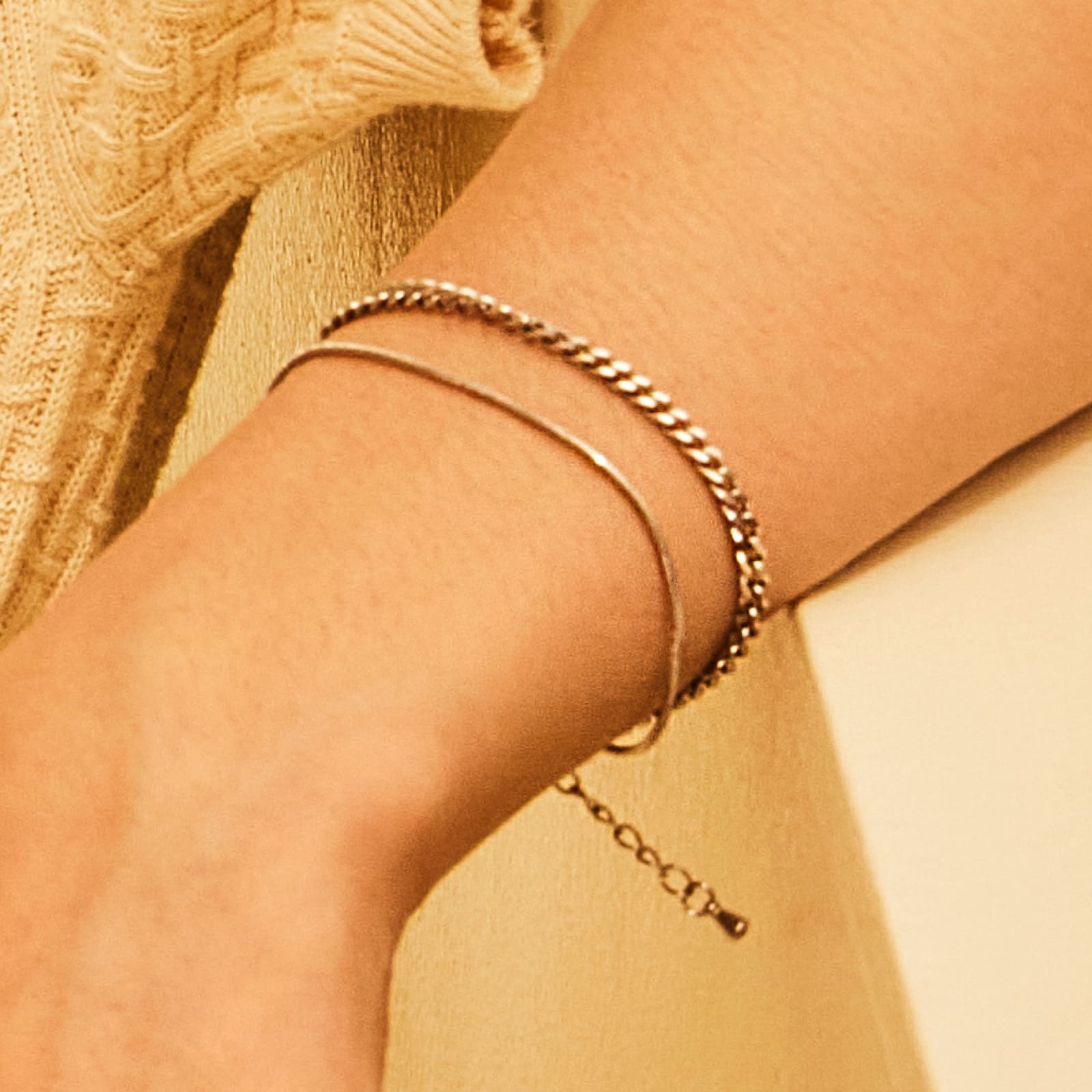 Surgical Curved Chain Two Lines Bracelet